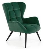 Fotele - Zielony welurowy fotel uszak D6-F50 - miniaturka - grafika 1