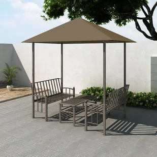 vidaXL Zadaszenie ogrodowe ze stołem i ławkami, 2,5x1,5x2,4 m, taupe! 312222 - Altany ogrodowe - miniaturka - grafika 1
