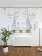 Firany - Firana z panelem dekoracyjnym, komplet z zasłonami- biały - miniaturka - grafika 1