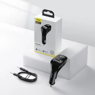 Baseus F40 nadajnik transmiter FM audio Bluetooth port AUX ładowarka samochodowa 2x USB 15W 2A czarny (CCF40-01) - Ładowarki samochodowe - miniaturka - grafika 6
