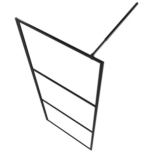 VidaXL Ścianka prysznicowa z półką czarna, 100x195 cm ESG i aluminium - Ścianki i drzwi prysznicowe - miniaturka - grafika 6