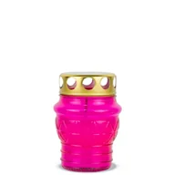 Lampiony i znicze - Znicz Szklany Zalewany 10 cm Różowy DP64 Znicz szklany kolorowy z metalowym kapturkiem - miniaturka - grafika 1