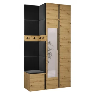 Garderoba szafa z lustrem szafka na buty meble do przedpokoju z panelami tapicerowanymi ORION 36 dąb artisan biały grafit - Meble do przedpokoju - miniaturka - grafika 1