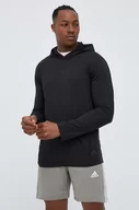 Bluzy męskie - adidas Performance bluza treningowa kolor czarny z kapturem z nadrukiem - miniaturka - grafika 1