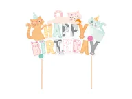 Ciasta i półprodukty do ciast - Topper Happy Birthday Kotki - 14,5 cm - 1 szt. - miniaturka - grafika 1