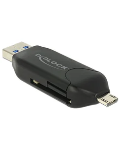 Delock Czytnik Micro USB OTG + męskie złącze USB 3.0 A 91734 - Czytniki kart pamięci - miniaturka - grafika 2