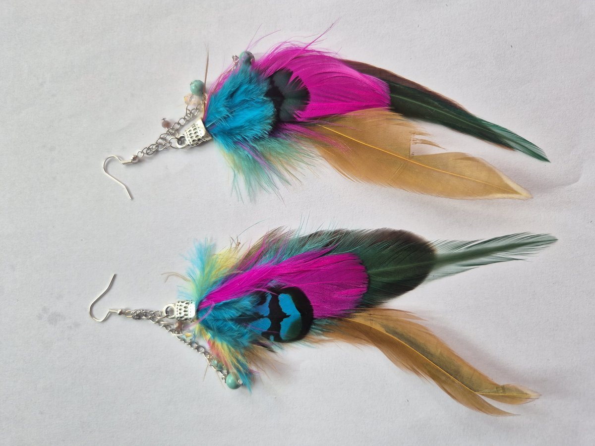 Kolczyki długie lekkie pióra