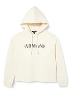 Bluzy damskie - Armani Exchange Damska bluza z kapturem French Terry Armani Studded Logo, Iso, XL - miniaturka - grafika 1