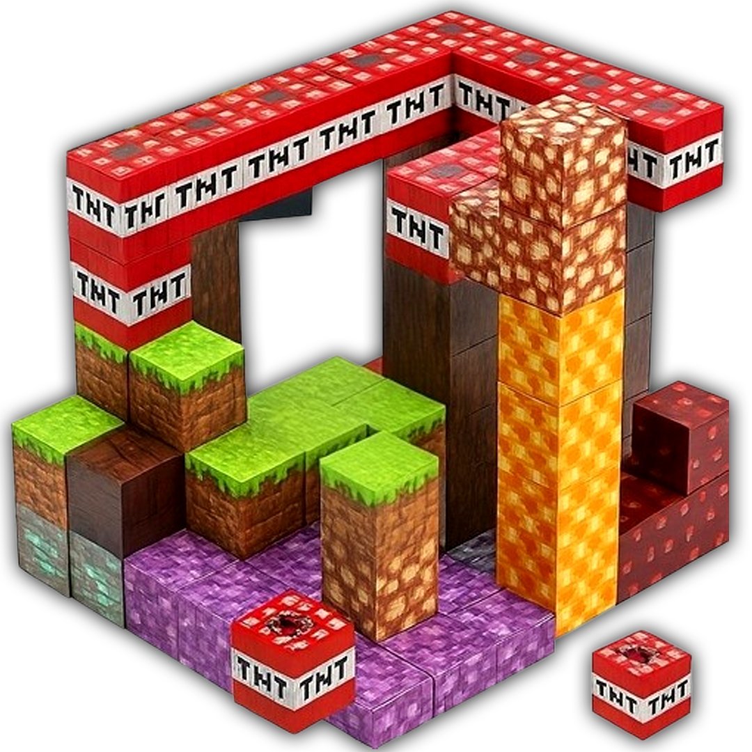 Klocki Magnetyczne Sześciany 3D Zestaw Edukacyjny Kreatywne Budowanie 120el + 2 figurki