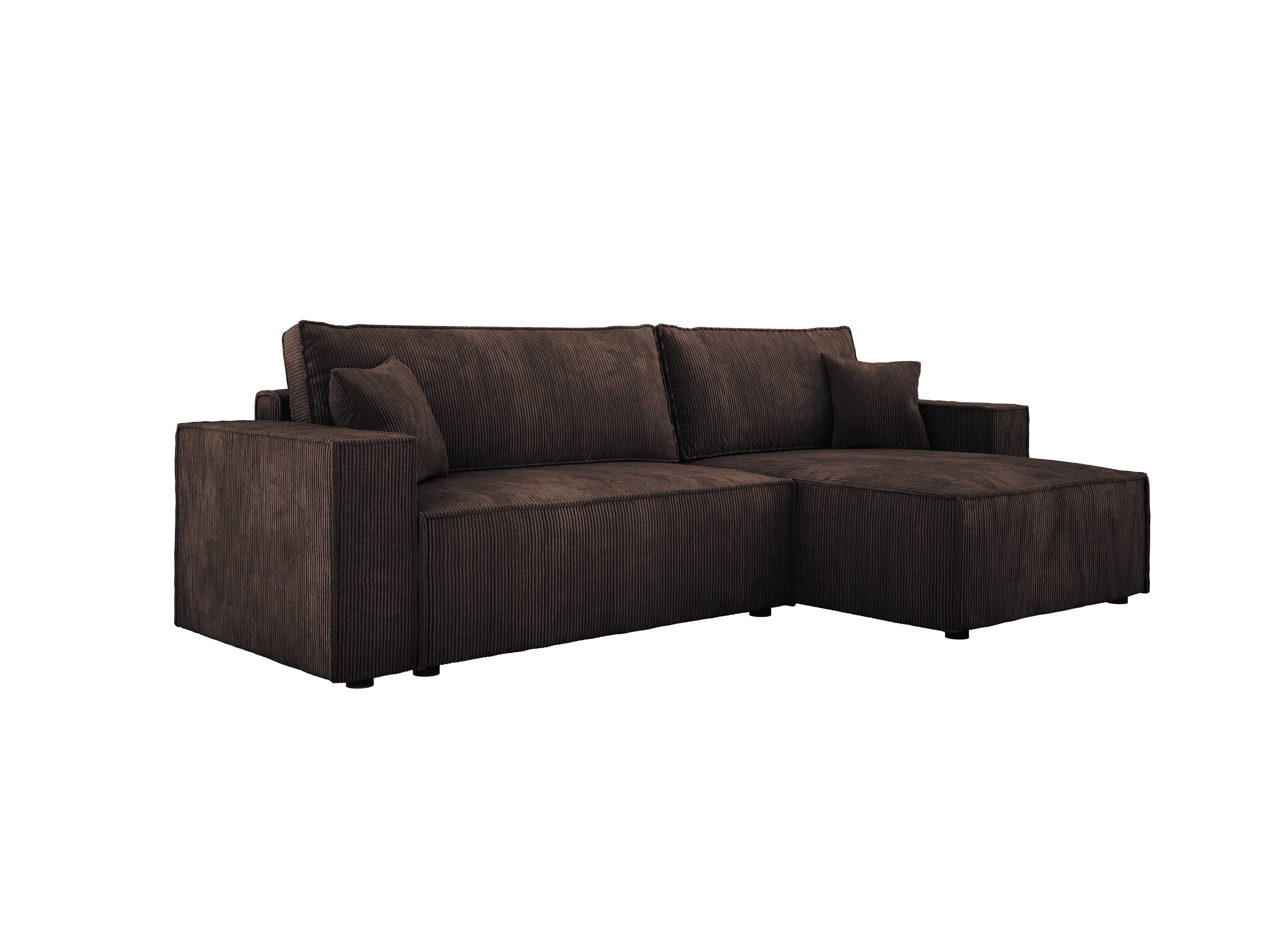 DOMO-HOME POSO XL Narożnik z funkcją spania i pojemnikiem na pościel - uniwersalny montaż otomany prawy/lewy 274x143x83cm wytrzymała tkanina sztruksowa brązowy Poso