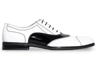 Półbuty męskie - Biało-czarne lakierki męskie - Spektatory Al Capone Caponki T195 r. 44 - miniaturka - grafika 1