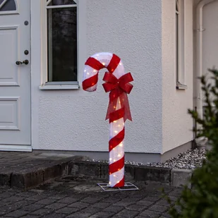 Szwedzka Dekoracja Świąteczna Laska Cukrowa LED CANDYCANE 120 cm Biało-Czerwona Wysoka z Ciepłym Oświetleniem, Kabel 500 cm IP44 - Ozdoby bożonarodzeniowe - miniaturka - grafika 1