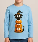 Koszulki dla dziewczynek - Niebieska Dziecięca koszulka z długim rękawkiem na Dzień Dynia - kotdynia72 - miniaturka - grafika 1