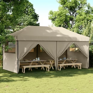vidaXL Namiot imprezowy typu pop-up z 4 ściankami, taupe - Pawilony ogrodowe - miniaturka - grafika 1