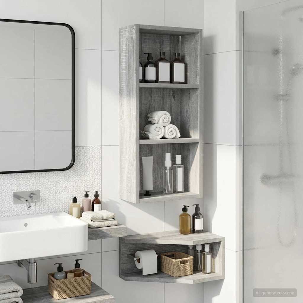 vidaXL vidaXL Szafka ścienna łazienkowa z półką Szary Sonoma 30 x 14 x 70 cm