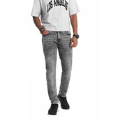 Spodnie męskie - Spodnie męskie jeansowe SLIM FIT szare V4 OM-PADP-0110 L - miniaturka - grafika 1