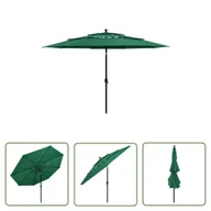 Parasole ogrodowe - The Living Store 3-poziomowy parasol na aluminiowym słupku - zielony - 3 -5 m - Parasol Ogrodowy - miniaturka - grafika 1
