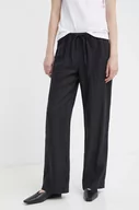 Spodnie damskie - Marc O'Polo spodnie lniane kolor czarny proste high waist M04028210381 - miniaturka - grafika 1