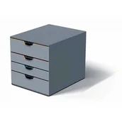 Półki na dokumenty - Pojemnik z 4 kolorowymi szufladami VARICOLOR dwie standardowe i dwie XXL/maxi jasny szary front szuflad /762427/ - miniaturka - grafika 1