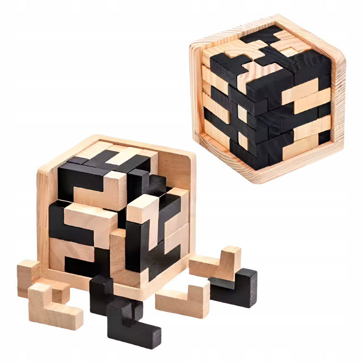 DREWNIANA UKŁADANKA 3D DREWNIANE PUZZLE GRA LOGICZNA KOSTKA ZABAWKA