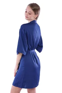 Satynowa podomka Adela granatowa M - Opakowanie podarunkowe - Szlafroki damskie - miniaturka - grafika 2