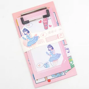 Podkładka Z Klipsem Z Karteczkami Motyw Koreański - Szkolne artykuły papiernicze - miniaturka - grafika 1