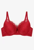 Biustonosze - Bordowy Biustonosz Typu Push Up Ozdobiony Koronką Nelani - miniaturka - grafika 1