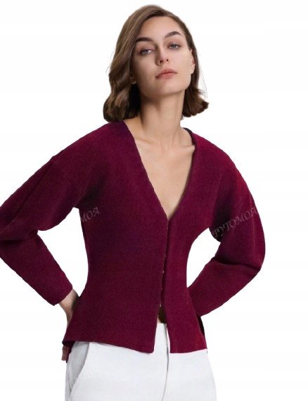 SHEIN SWETER DAMSKI BORDOWY ROZPINANY Z DŁUGIM RĘKAWEM S 1ŁYE