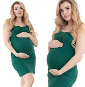 Piżamy ciążowe - Formommy Koszula Nocna Ciązowa Na Ramiączkach Basic Zielona M - miniaturka - grafika 1