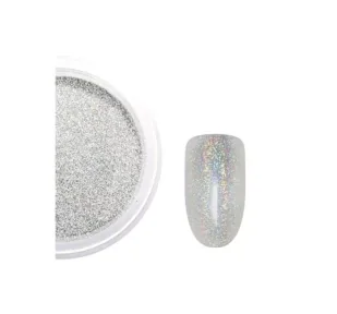 PYŁEK DO ZDOBIEŃ HOLO GLITTER EFEKT HOLO SZARY 02 - Ozdoby do paznokci - miniaturka - grafika 1