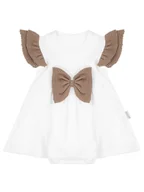 Body dla niemowląt - Dziewczęce Sukienko-body krótki rękaw Białe Nicol,r.80 - miniaturka - grafika 1