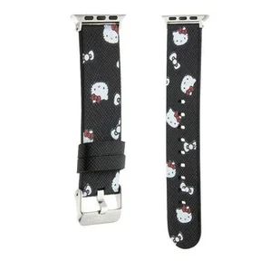 Hello Kitty Pasek HKAWMPSAPSK Apple Watch 38/40/41mm czarny/black strap Heads & Bows Pattern - Akcesoria do smartwatchy - miniaturka - grafika 1