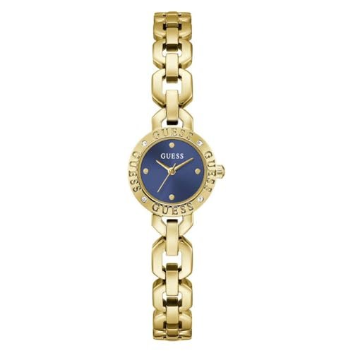 Guess Siren GW1019L2 damski kwarcowy analogowy zegarek ze stali nierdzewnej 23 mm silikonowy pasek złoty 3 bary niebieska tarcza