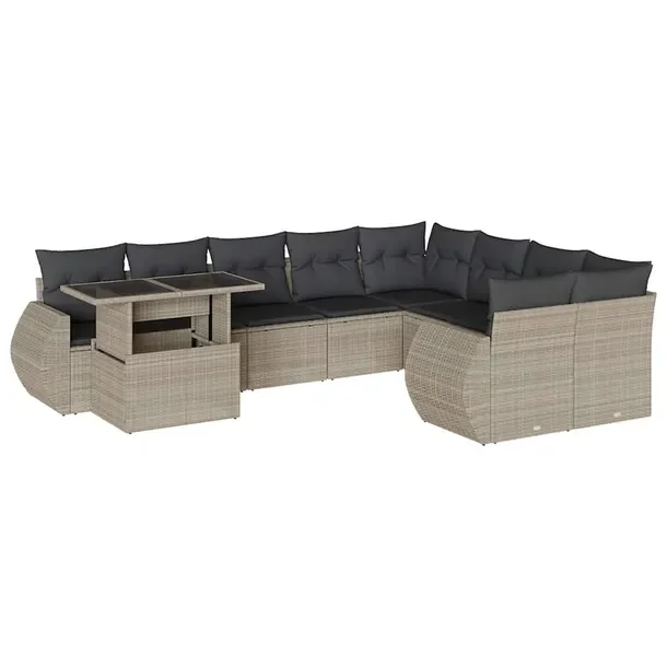 Modułowy zestaw mebli ogrodowych jasnoszary z poduszkami, 62 x 62 x 69 cm