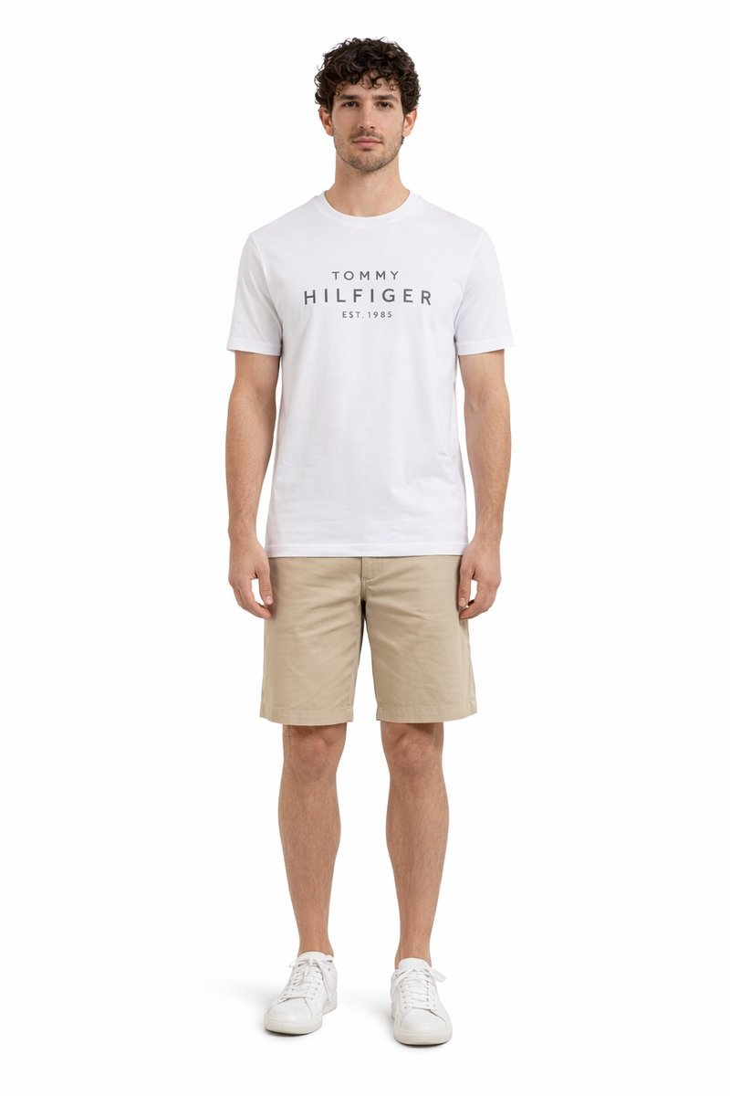 TOMMY HILFIGER BIAŁY T-SHIRT Z LOGO I OKRĄGŁYM DEKOLTEM L I4A