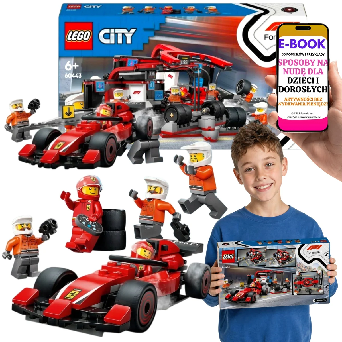 LEGO CITY F1 Pit stop i mechanicy z bolidem Ferrari 6 lat+ 60443