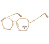 Okulary korekcyjne, oprawki, szkła - Damska oprawa korekcyjna złota - miniaturka - grafika 1