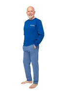 Piżamy damskie - PIŻAMA MĘSKA M DŁUGI RĘKAW DŁUGIE SPODNIE BAWEŁNIANA CHABROWA - miniaturka - grafika 1