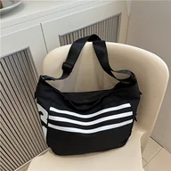 Torebki damskie - TEMU Torba na ramię z modnym, retro paskowanym nadrukiem, wykonana z lekkiego nylonu, przeznaczona do noszenia na ramieniu lub pod pachą, z - miniaturka - grafika 1