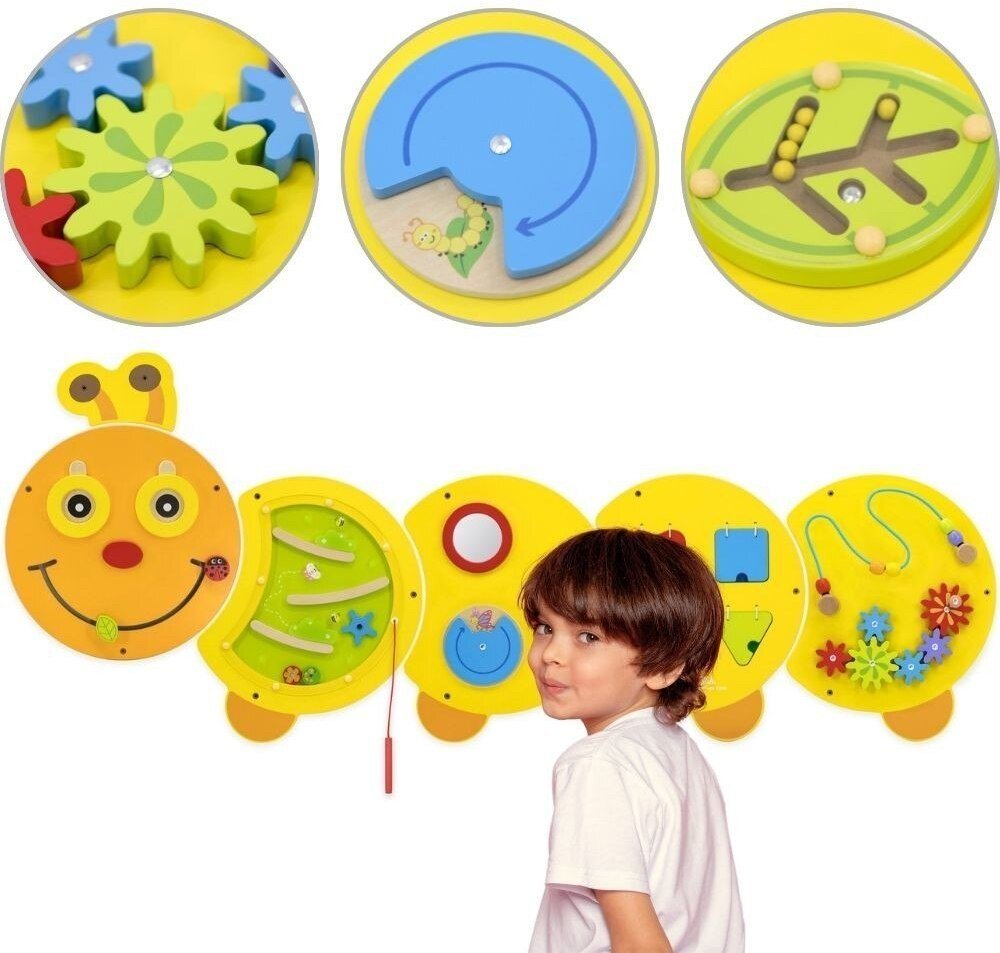Viga Toys VIGA Drewniana Duża Tablica Aktywności Gąsiennica