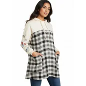 Bluzy damskie - Bluza damska Desigual Nellie Bly w kratkę z kapturem-XL - miniaturka - grafika 1