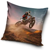 Poszewki na poduszki - Poszewka 40x40 dekoracyjna MIĘKKI VELVET dla dzieci i młodzieży Motocross - miniaturka - grafika 1