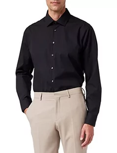 Seidensticker Męska koszula biznesowa – niewymagająca prasowania, taliowana koszula w kształcie, długi rękaw, kołnierz Kent, 100% bawełna, czarny (schwarz 39), 38 - Koszule męskie - miniaturka - grafika 1