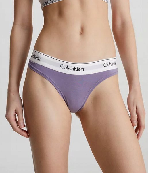 Calvin Klein Stringi Damskie Fioletowe Z Logo Wygodne M Tia