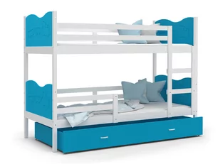 Łóżko piętrowe 190x80 białe błękit MAX 3-osobowe - Łóżka dla dzieci i młodzieży - miniaturka - grafika 1