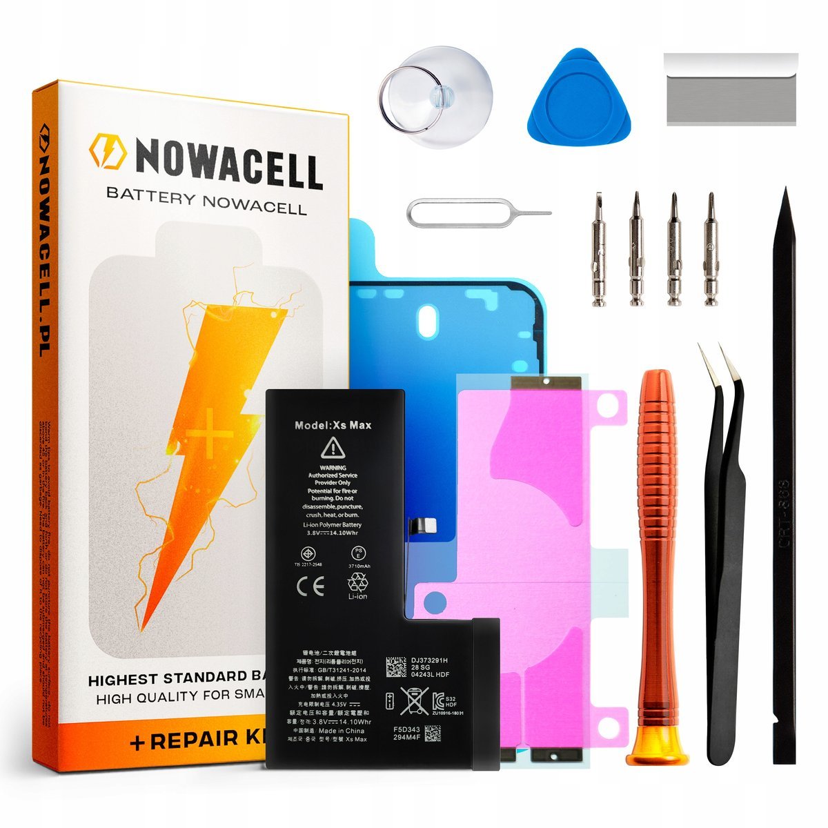 Bateria do iPhone XS Max Większa Pojemność 3710 mAh Zestaw NOWACELL