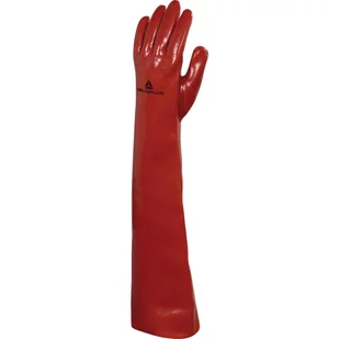 DELTA PLUS PVCC600 RĘKAWICE CHEMICZNE Z PVC BASF NA WKŁADZIE Z BAWEŁNY INTERLOCK, CAŁKOWICIE POWLEKANE, DŁ. 60 CM; CZERWONY - Rękawice robocze - miniaturka - grafika 1