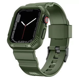 Kingxbar CYF106 2w1 pancerne etui Apple Watch SE, 8, 7, 6, 5, 4, 3, 2, 1 (41, 40, 38 mm) z paskiem zielone - Akcesoria do smartwatchy - miniaturka - grafika 1