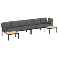 Sofy ogrodowe - vidaXL 4-częściowa sofa ogrodowa z poduszkami czarna aluminium - miniaturka - grafika 1
