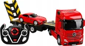Zabawki zdalnie sterowane - Rastar RASTAR truck with car RC Mercedes-Benz Actros Red/Yellow/Silver, 74940 - miniaturka - grafika 1